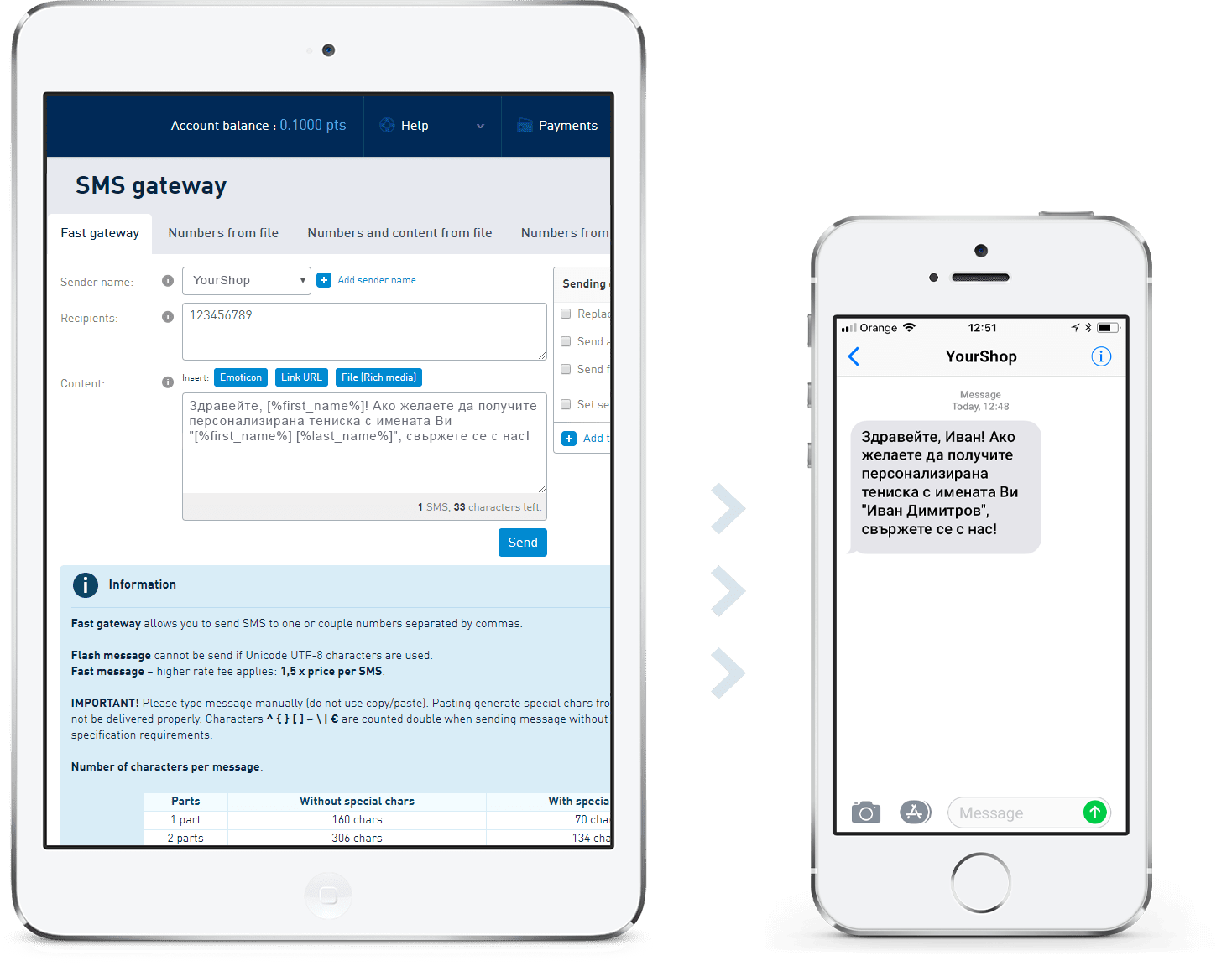 SMSAPI SMS Gateway on mobile devices