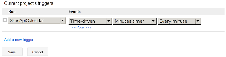 Setting the frequency of script execution in Google Calendar in integration with SMSAPI